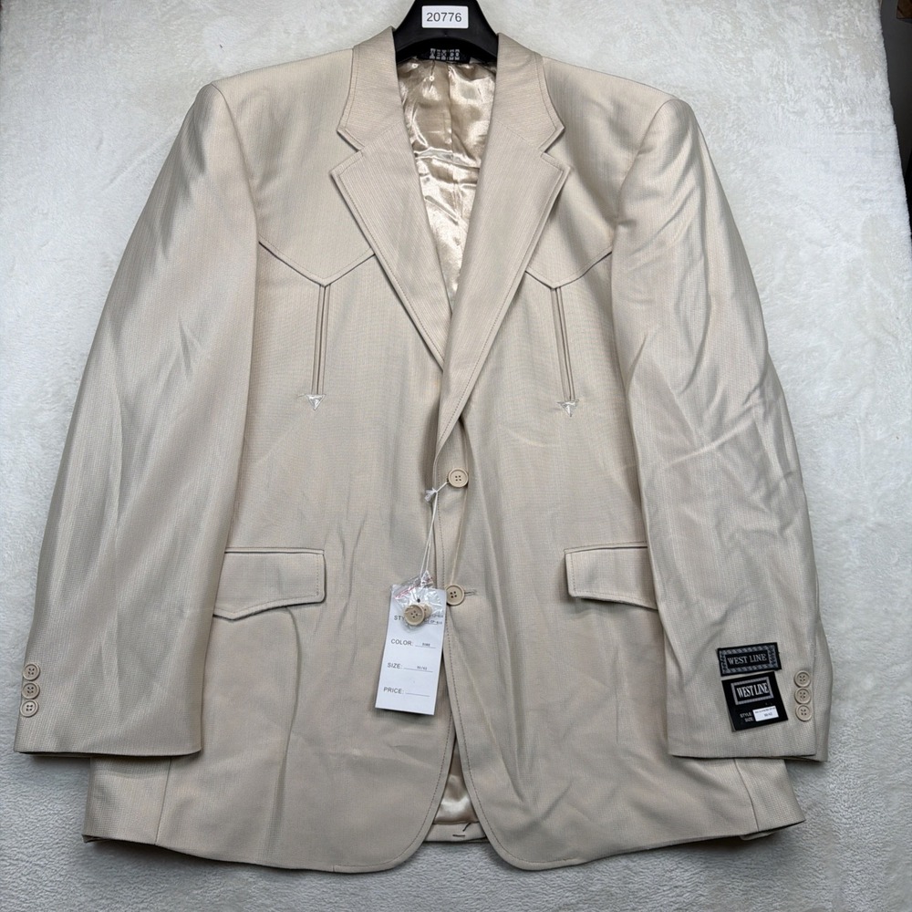 Vintage Western Suit Mens 50 40W Cowboy Rodeo Beige Rockabilly Deadstock NWT